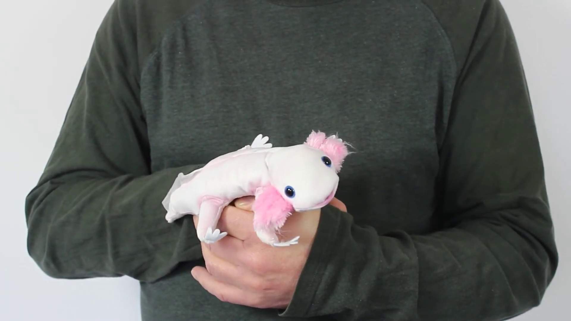 Video 1: Folkmanis große Fingerpuppe mexikanischer Schwanzlurch, weiß