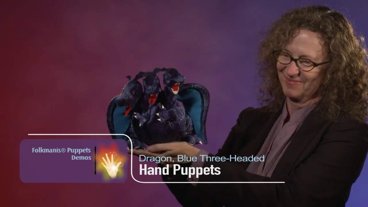 Video 1: Folkmanis Handpuppe blauer dreiköpfiger Drache