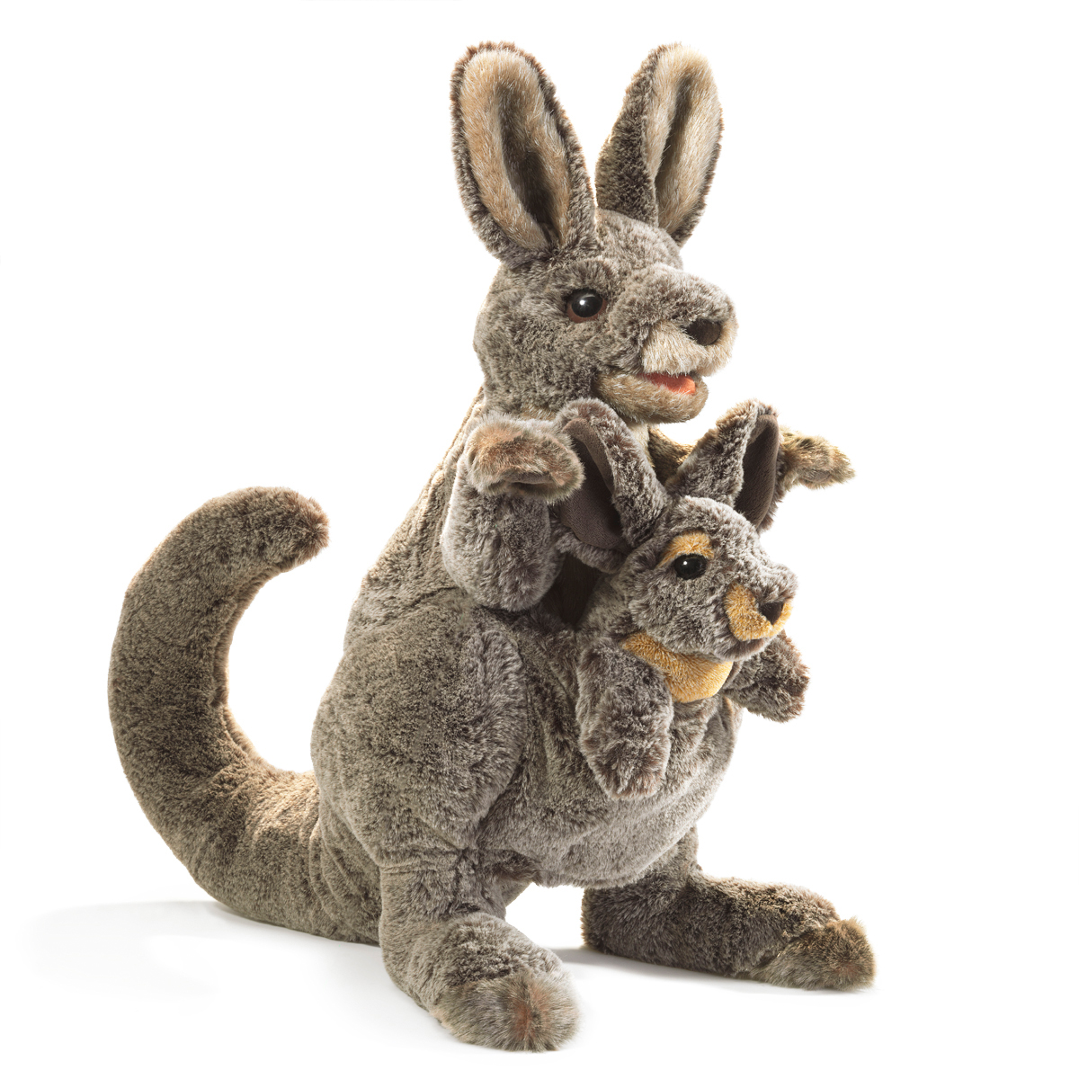 Folkmanis hand puppet kangaroo with joey