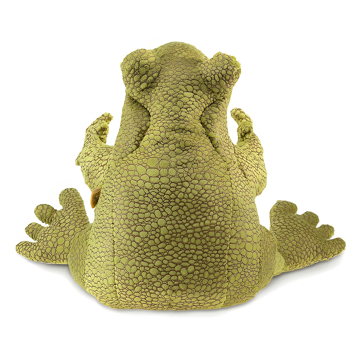Folkmanis Handpuppe Lustiger Frosch in Olivgrün mit strukturierter Schuppentextur, Rückansicht