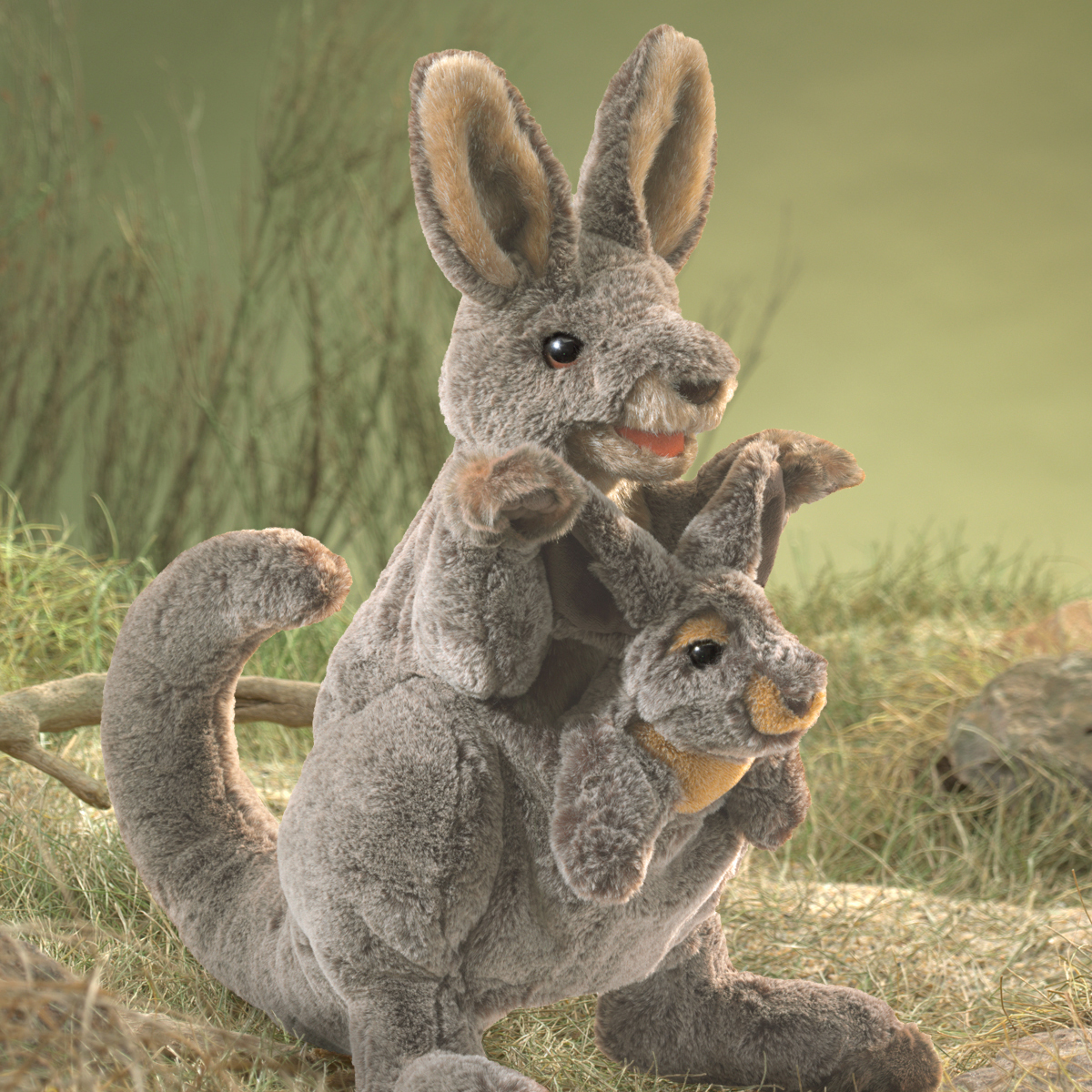 Folkmanis Kangaroo with Joey Hand Puppet