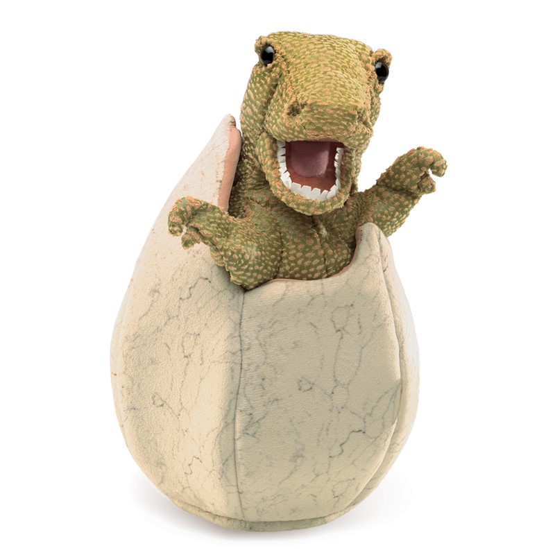 Folkmanis hand puppet dinosaur baby in the egg
