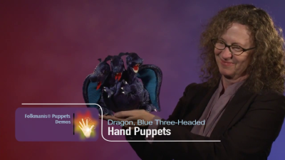 Video 1: Folkmanis Handpuppe blauer dreiköpfiger Drache